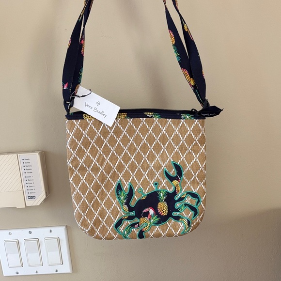 Vera Bradley Handbags - Vera Bradley Tan and Blue Crossbody Bag with Crab Design. NWT